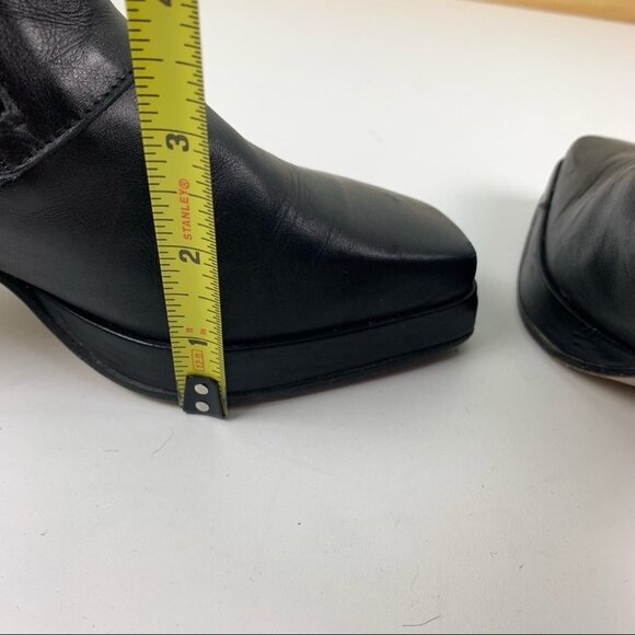 STEFANO Dolci Black Leather Chunky Heel Booties size 35 ½ - Picture 6 of 10
